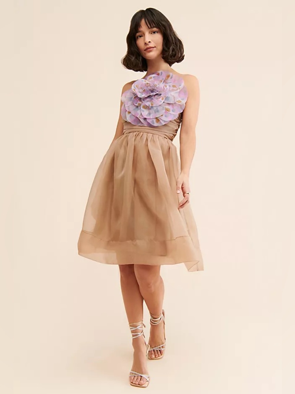 Cynthia Rowley Organza Flower Strapless Mini Dress NWT Size 6